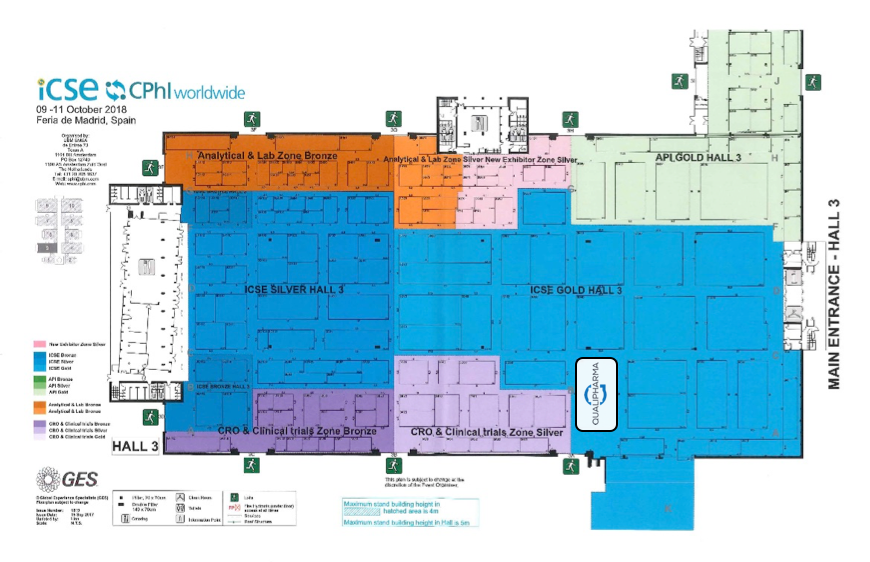 Plano de ubicación del stand de Qualipharma en CPhI